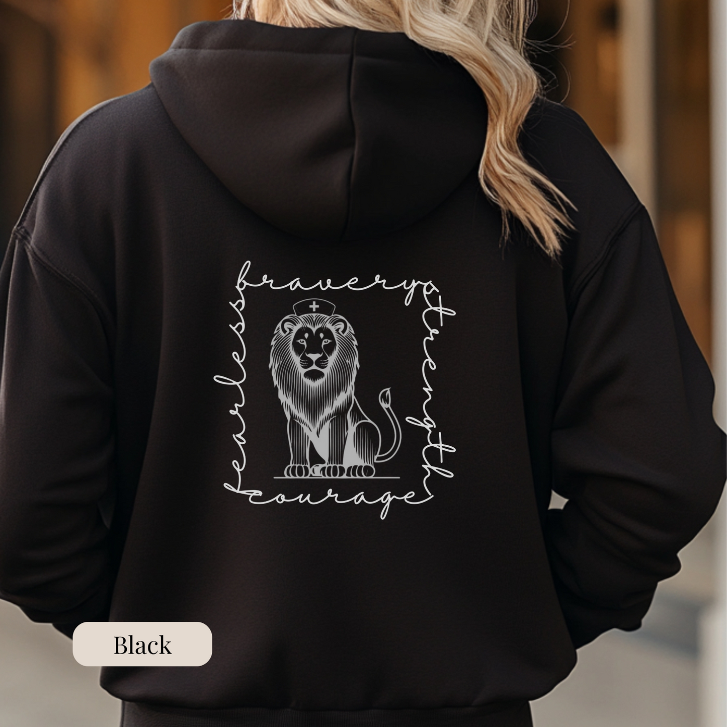 Zip Up Hoodie for Nurses: Strength, Courage, Bravery, Fearless; Nurse Jacket, Nurse Sweater Shirt, Nurse Practitioner