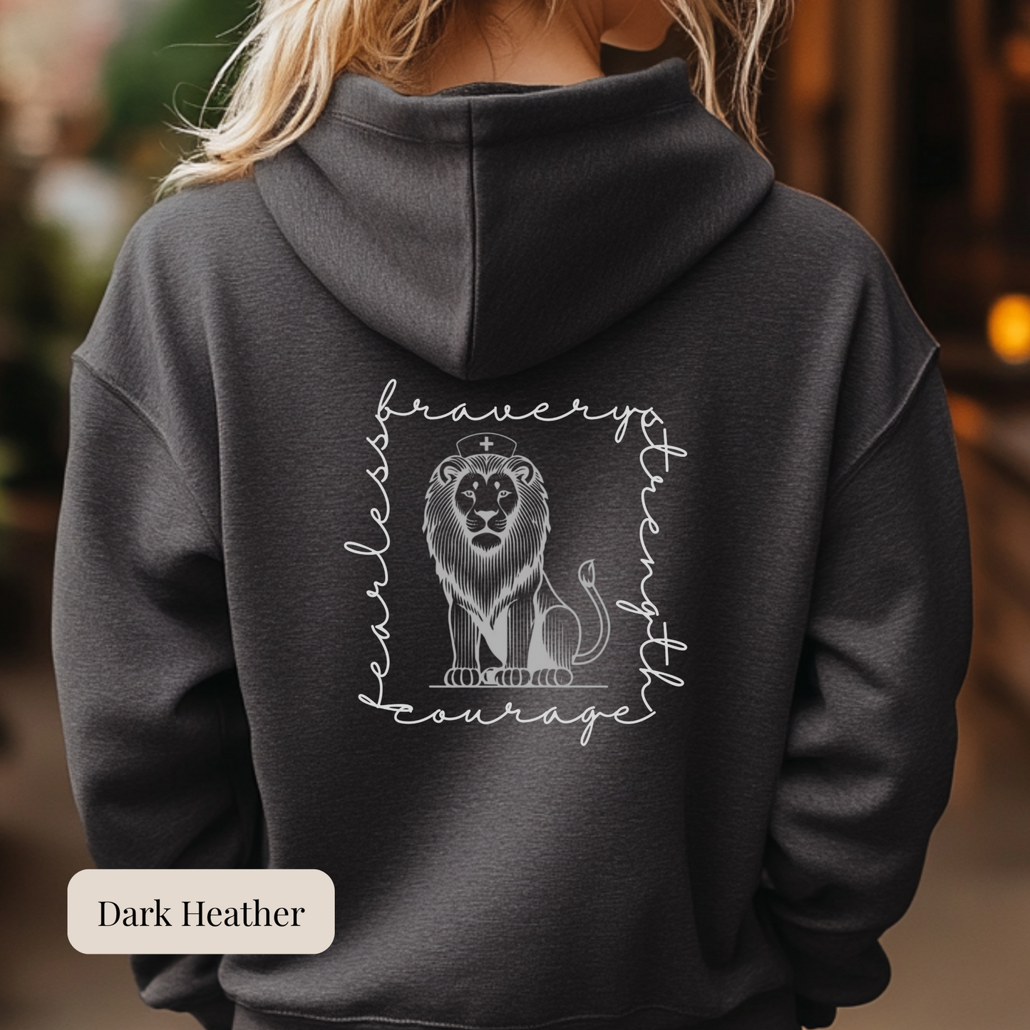 Zip Up Hoodie for Nurses: Strength, Courage, Bravery, Fearless; Nurse Jacket, Nurse Sweater Shirt, Nurse Practitioner
