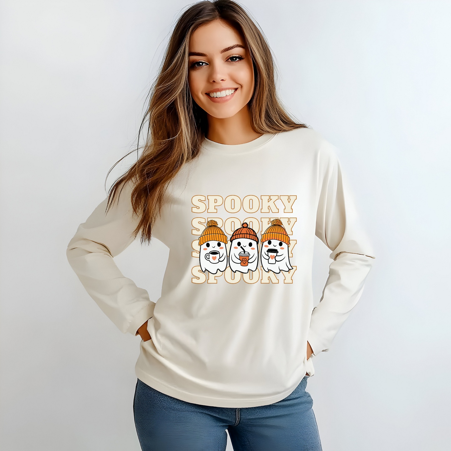 Spooky Shirt, Fall Ghost, Seasonal Shirt, Halloween Shirt, Cozy Fall T-shirt, Spooky Season, Fall Vibes, Ghost Coffee