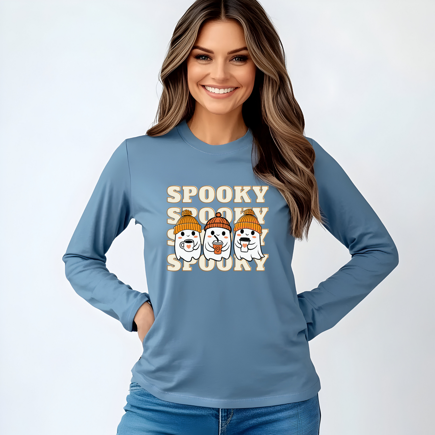 Spooky Shirt, Fall Ghost, Seasonal Shirt, Halloween Shirt, Cozy Fall T-shirt, Spooky Season, Fall Vibes, Ghost Coffee