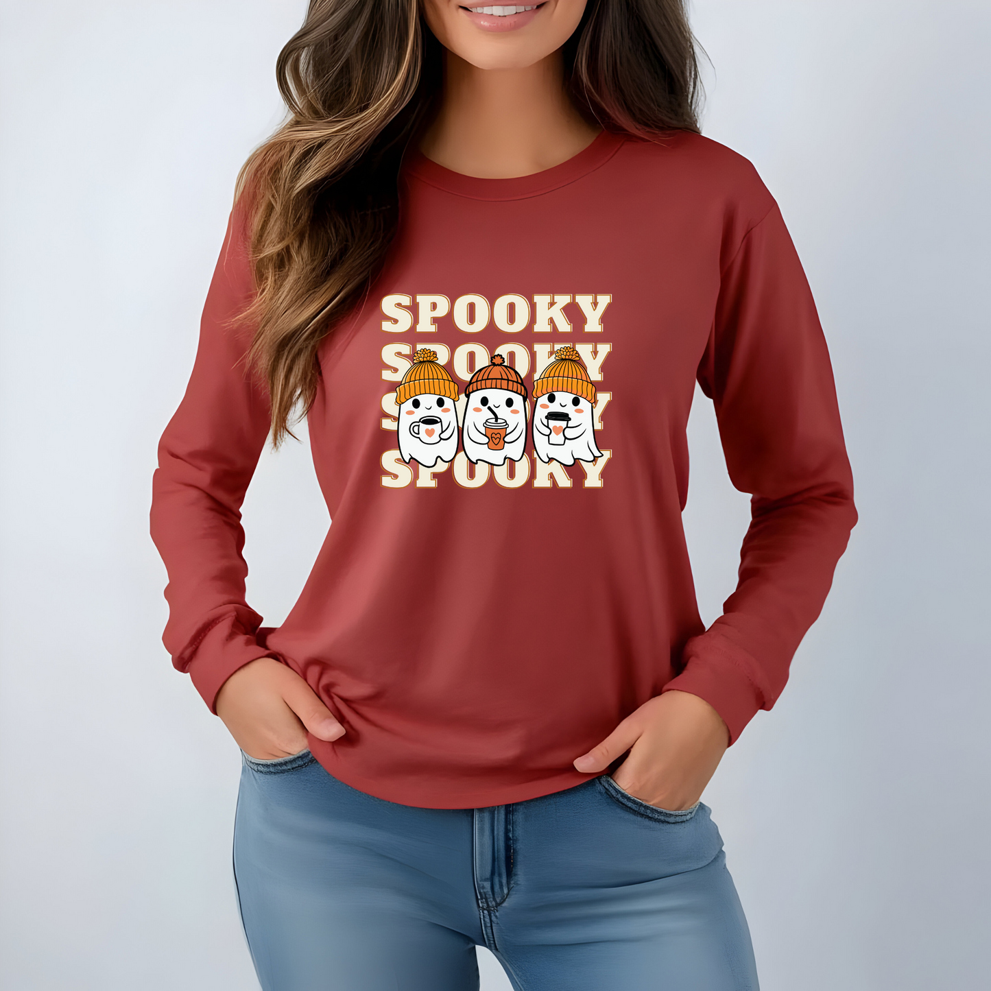 Spooky Shirt, Fall Ghost, Seasonal Shirt, Halloween Shirt, Cozy Fall T-shirt, Spooky Season, Fall Vibes, Ghost Coffee