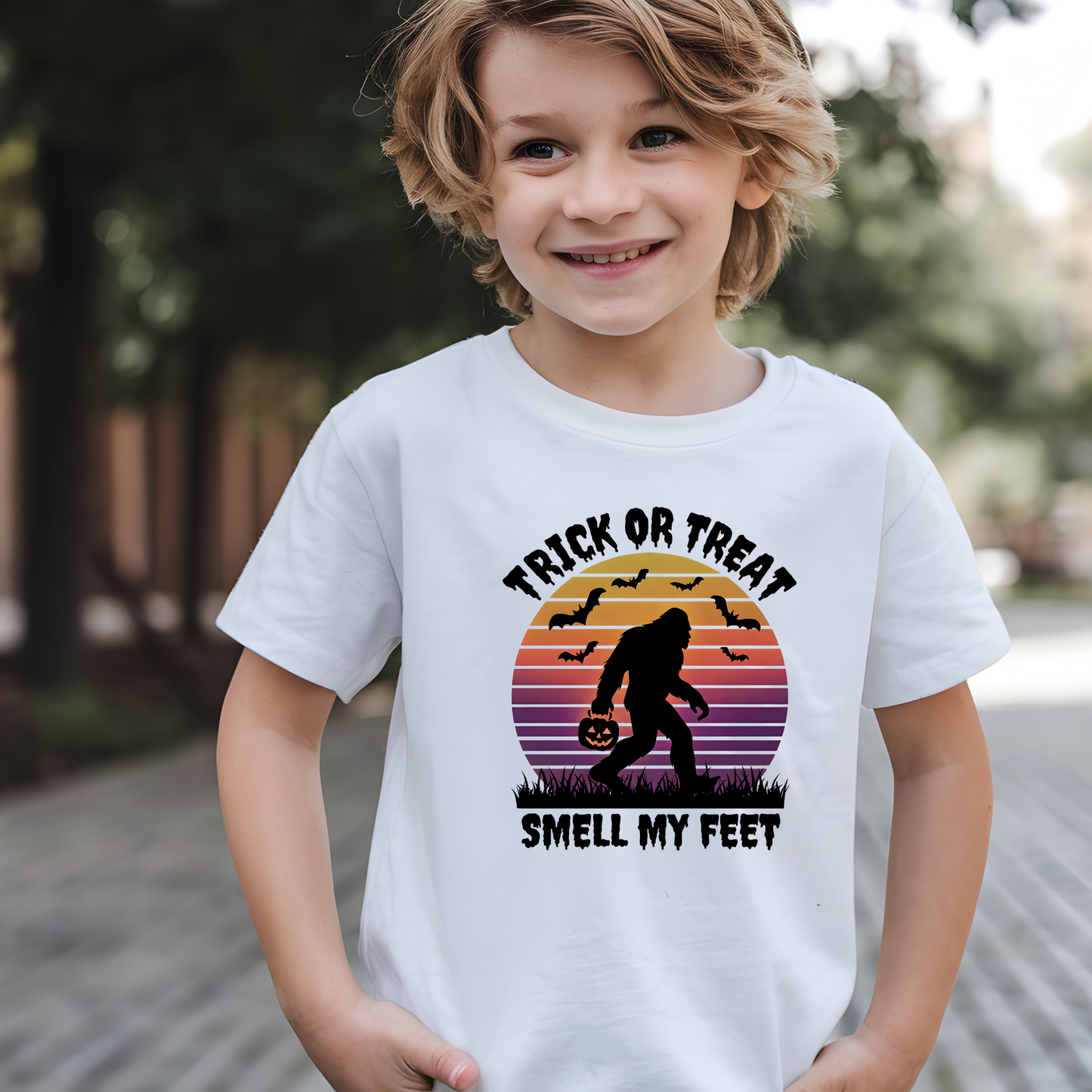 Bigfoot Halloween Kids Tee, Trick-or-Treating Costume, Halloween Party Shirt, Kids Graphic Tee, Boys Girls Tee, Children's Halloween Shirt