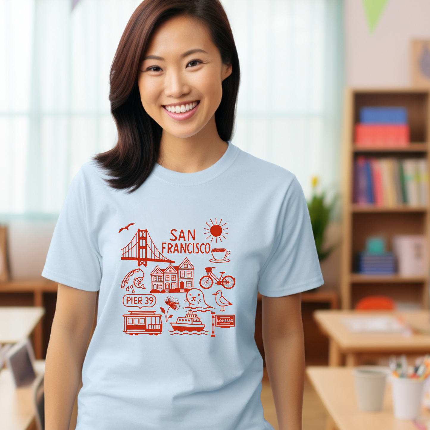 San Francisco Line Art Unisex Tee, California Travel T-shirt, Golden Gate Bridge, Bay Area Souvenir Shirt, Cityscape Graphic Top, Bay Area
