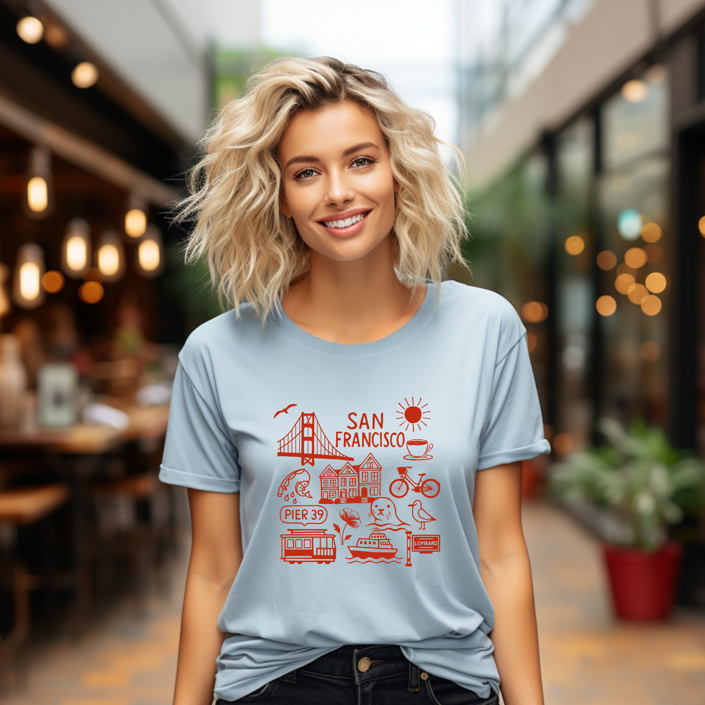 San Francisco Line Art Unisex Tee, California Travel T-shirt, Golden Gate Bridge, Bay Area Souvenir Shirt, Cityscape Graphic Top, Bay Area