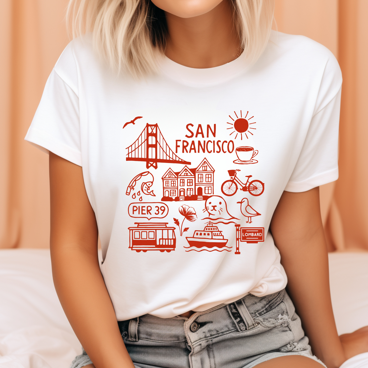 San Francisco Line Art Unisex Tee, California Travel T-shirt, Golden Gate Bridge, Bay Area Souvenir Shirt, Cityscape Graphic Top, Bay Area