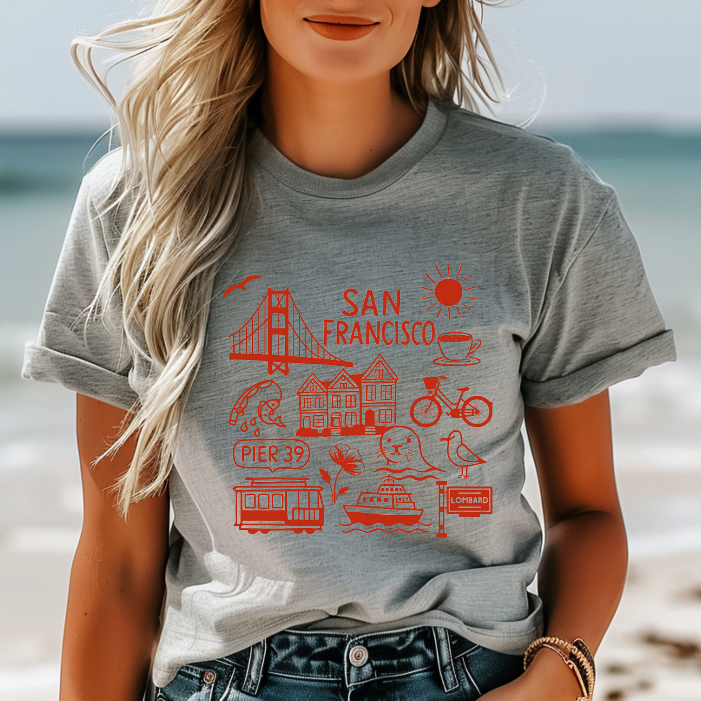 San Francisco Line Art Unisex Tee, California Travel T-shirt, Golden Gate Bridge, Bay Area Souvenir Shirt, Cityscape Graphic Top, Bay Area