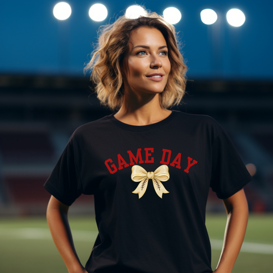 Coquette Bow Shirt, Women's Football T-Shirt, Game Day Apparel, Unisex Jersey Tee, Short Sleeve Top