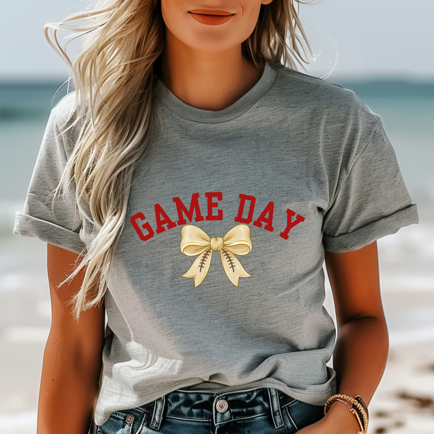 Coquette Bow Shirt, Women's Football T-Shirt, Game Day Apparel, Unisex Jersey Tee, Short Sleeve Top