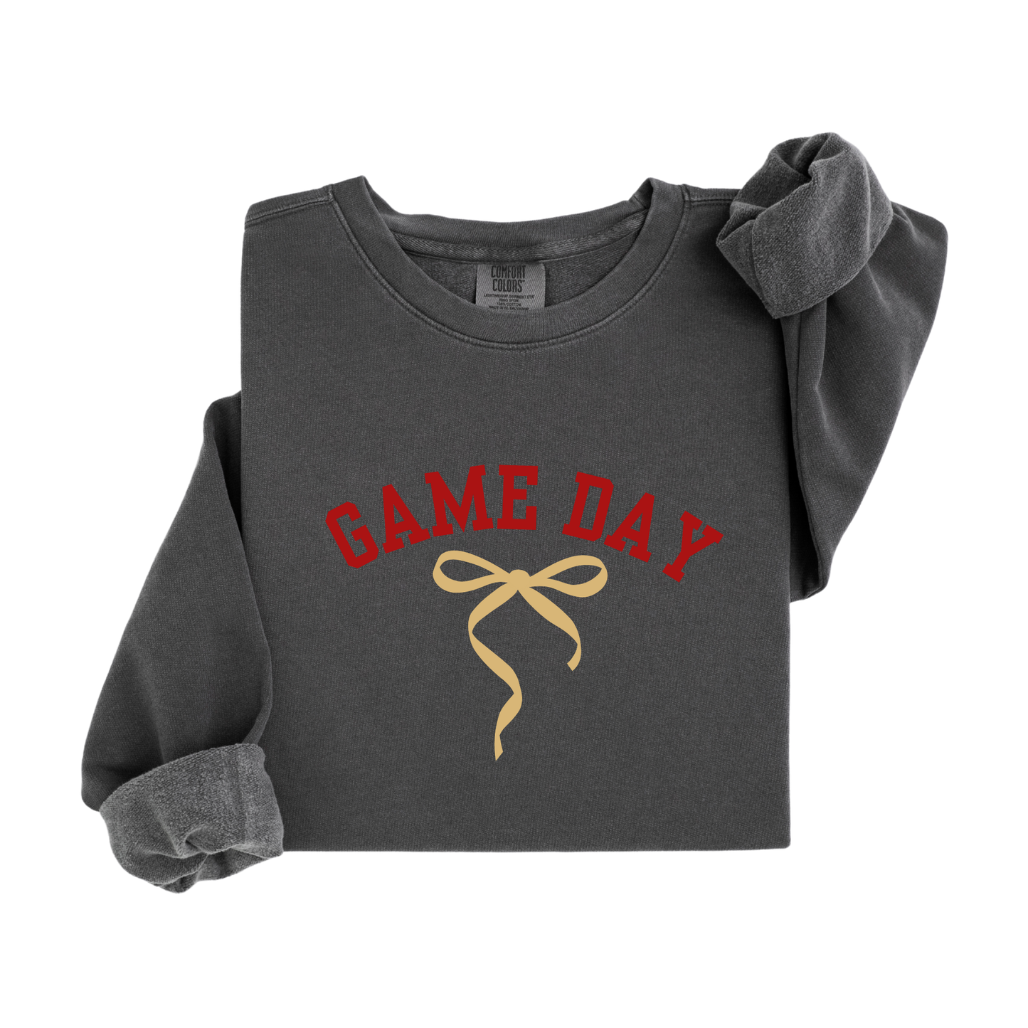Cozy Game Day Sweatshirt with Coquette Bow, Unisex Lightweight Crewneck Sweatshirt, Team Spirit Sweater, Sports Fan Apparel, Fall Fashion