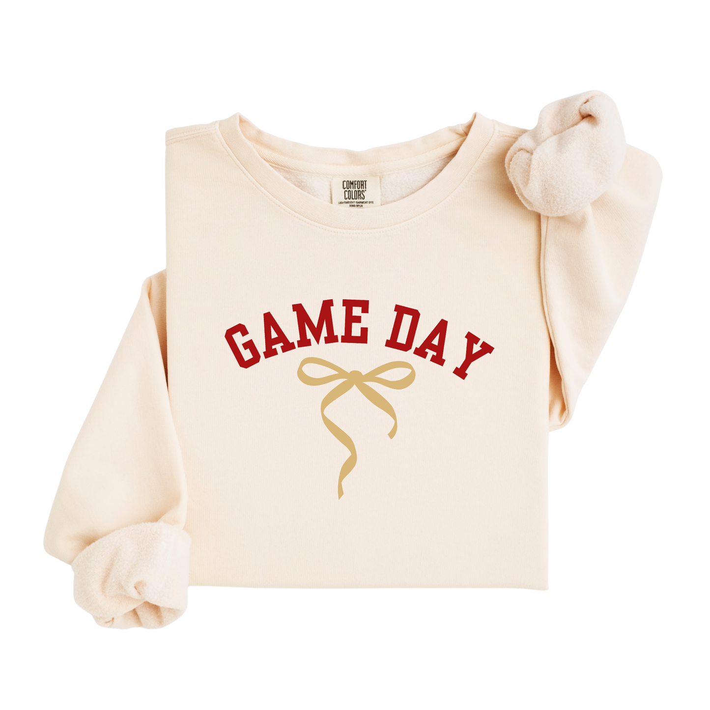 Cozy Game Day Sweatshirt with Coquette Bow, Unisex Lightweight Crewneck Sweatshirt, Team Spirit Sweater, Sports Fan Apparel, Fall Fashion