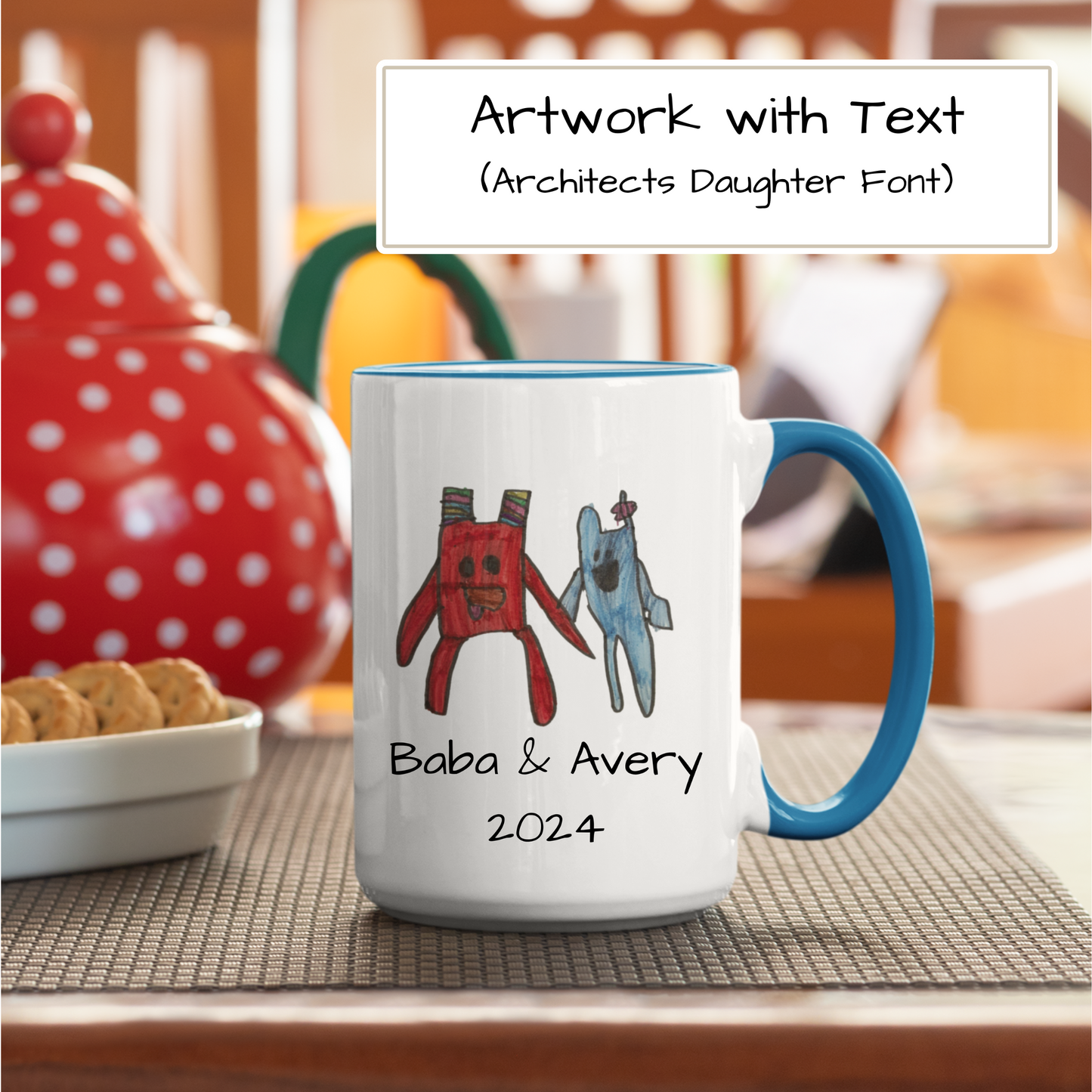 Personalized Kids Drawings, Custom Kids Artwork, Unique Custom Mug, Art on Mug, Unique Gift Idea