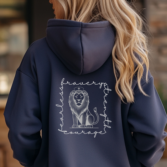 Zip Up Hoodie for Nurses: Strength, Courage, Bravery, Fearless; Nurse Jacket, Nurse Sweater Shirt, Nurse Practitioner