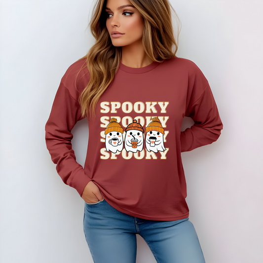 Spooky Shirt, Fall Ghost, Seasonal Shirt, Halloween Shirt, Cozy Fall T-shirt, Spooky Season, Fall Vibes, Ghost Coffee