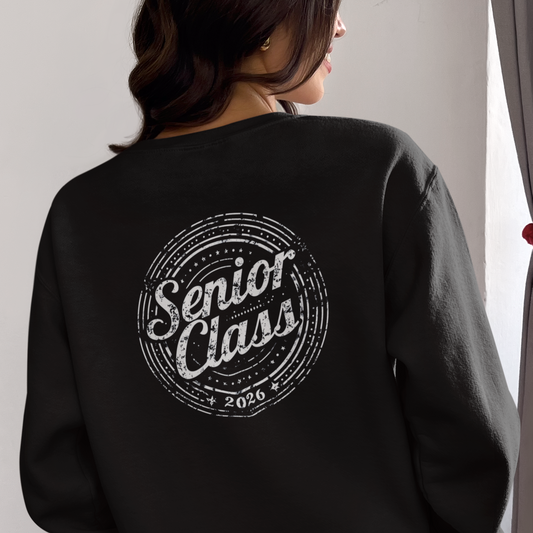 Vintage Senior Class of 2026 Unisex Sweatshirt, logo on back - Crewneck Sweatshirt for Men and Women, Class of 2026 Sweatshirt, Senior Class