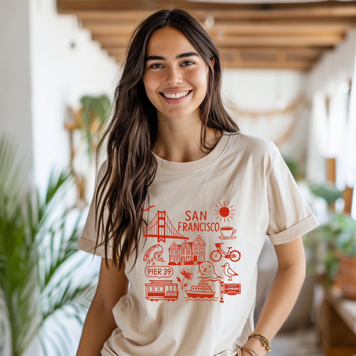 San Francisco Line Art Unisex Tee, California Travel T-shirt, Golden Gate Bridge, Bay Area Souvenir Shirt, Cityscape Graphic Top, Bay Area