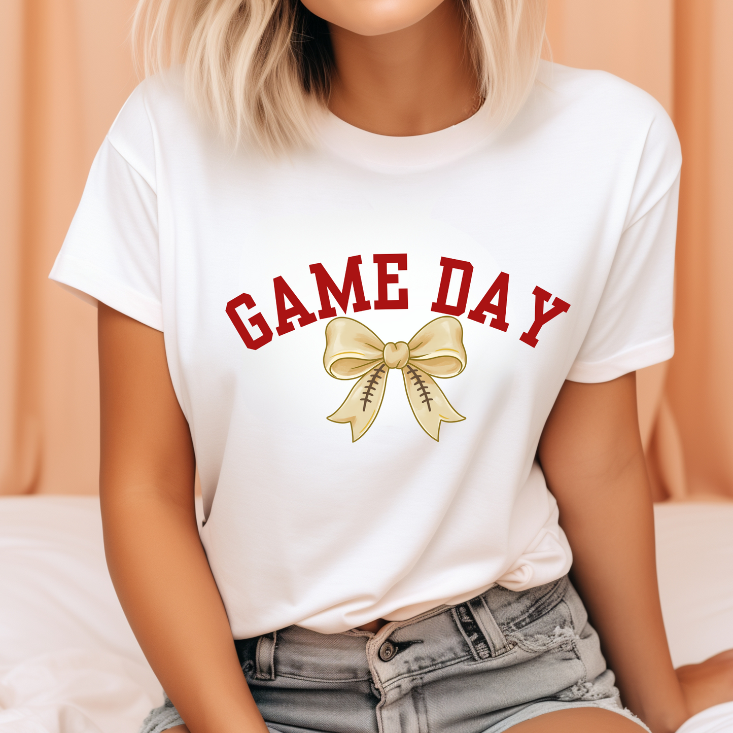 Coquette Bow Shirt, Women's Football T-Shirt, Game Day Apparel, Unisex Jersey Tee, Short Sleeve Top