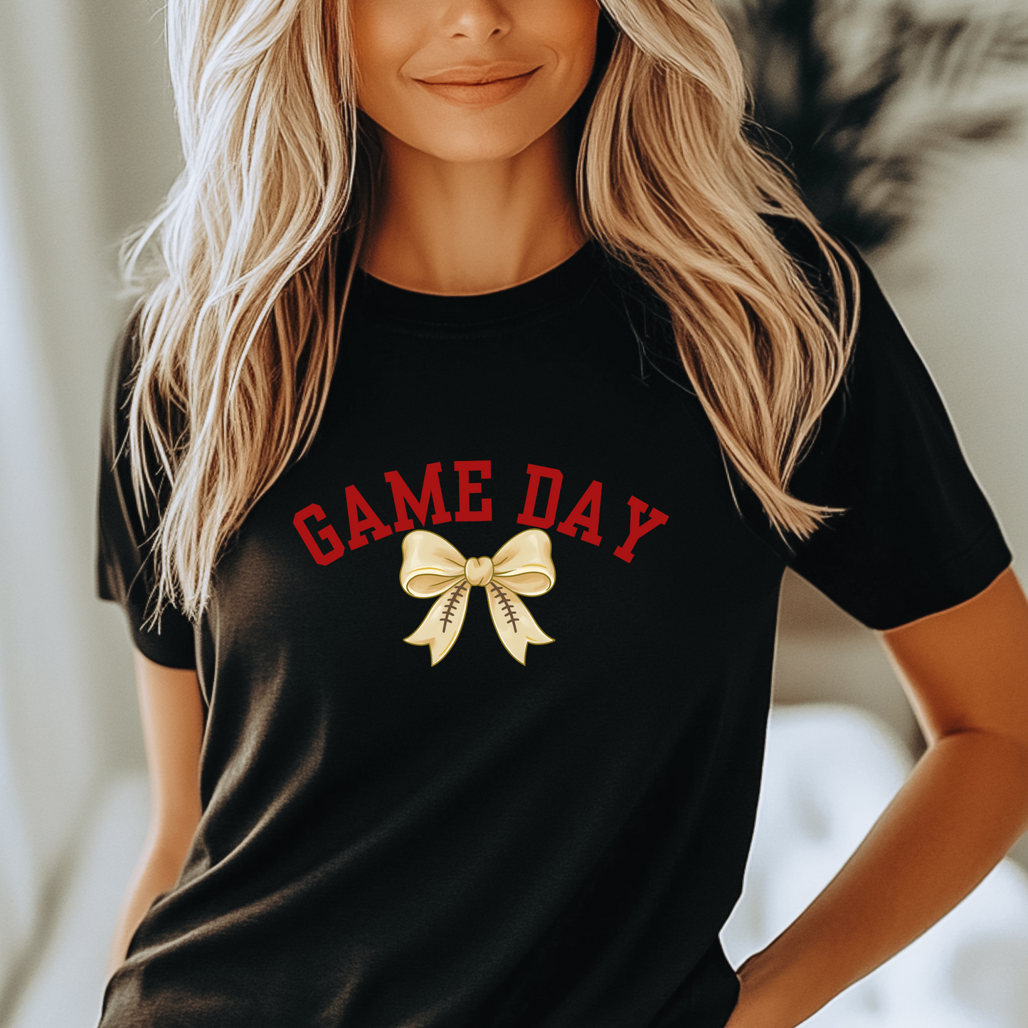 Coquette Bow Shirt, Women's Football T-Shirt, Game Day Apparel, Unisex Jersey Tee, Short Sleeve Top