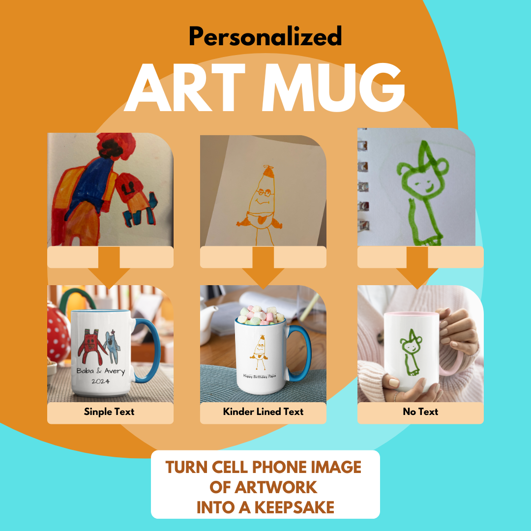 Personalized Kids Drawings, Custom Kids Artwork, Unique Custom Mug, Art on Mug, Unique Gift Idea