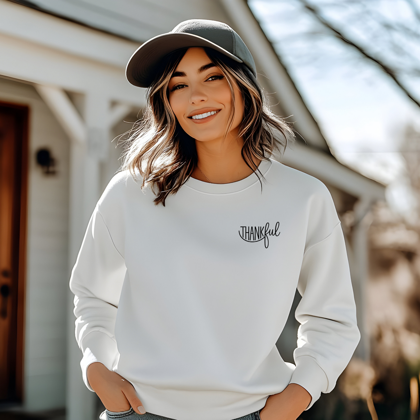 Fall Thankful Sweatshirt, Thanksgiving Sweater, Autumn Gratitude Jumper, Cozy Pullover, Seasonal Crewneck, Holiday Apparel