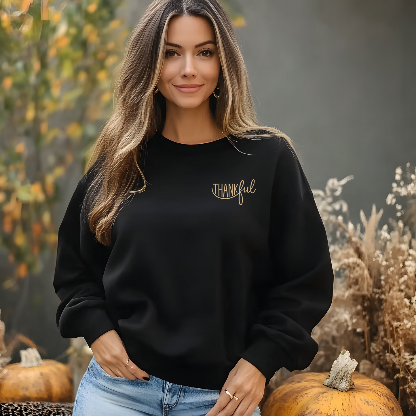 Fall Thankful Sweatshirt, Thanksgiving Sweater, Autumn Gratitude Jumper, Cozy Pullover, Seasonal Crewneck, Holiday Apparel