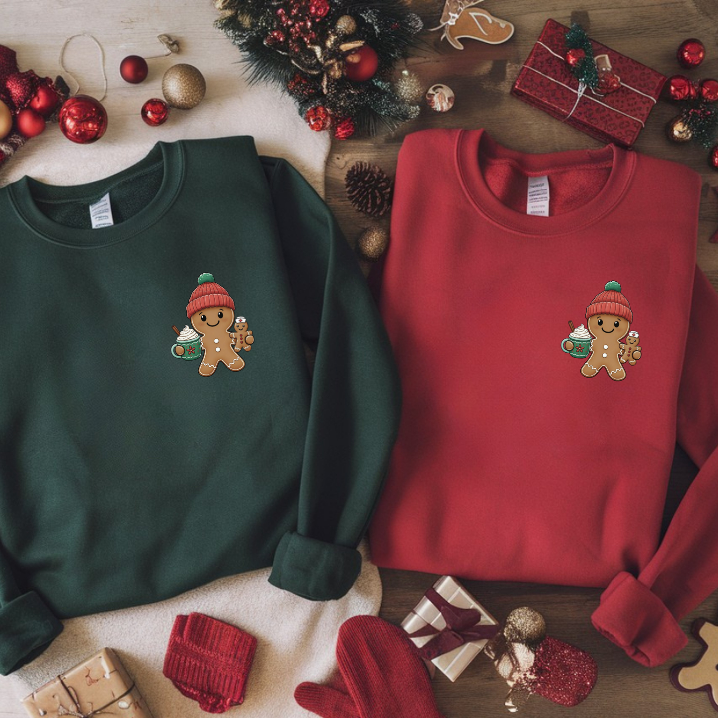 Gingerbread Nurse with Coffee Sweatshirt | Christmas Medical Holiday